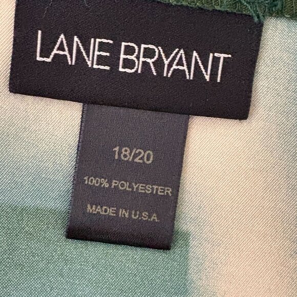 Lane Bryant Satin Blouse Size 18/20 Green Geometric Print Polyester - Picture 5 of 6